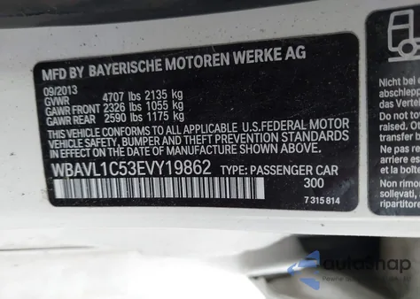 2014 BMW X1 xDrive28I from USA, damaged, VIN WBAVL1C53EVY19862
